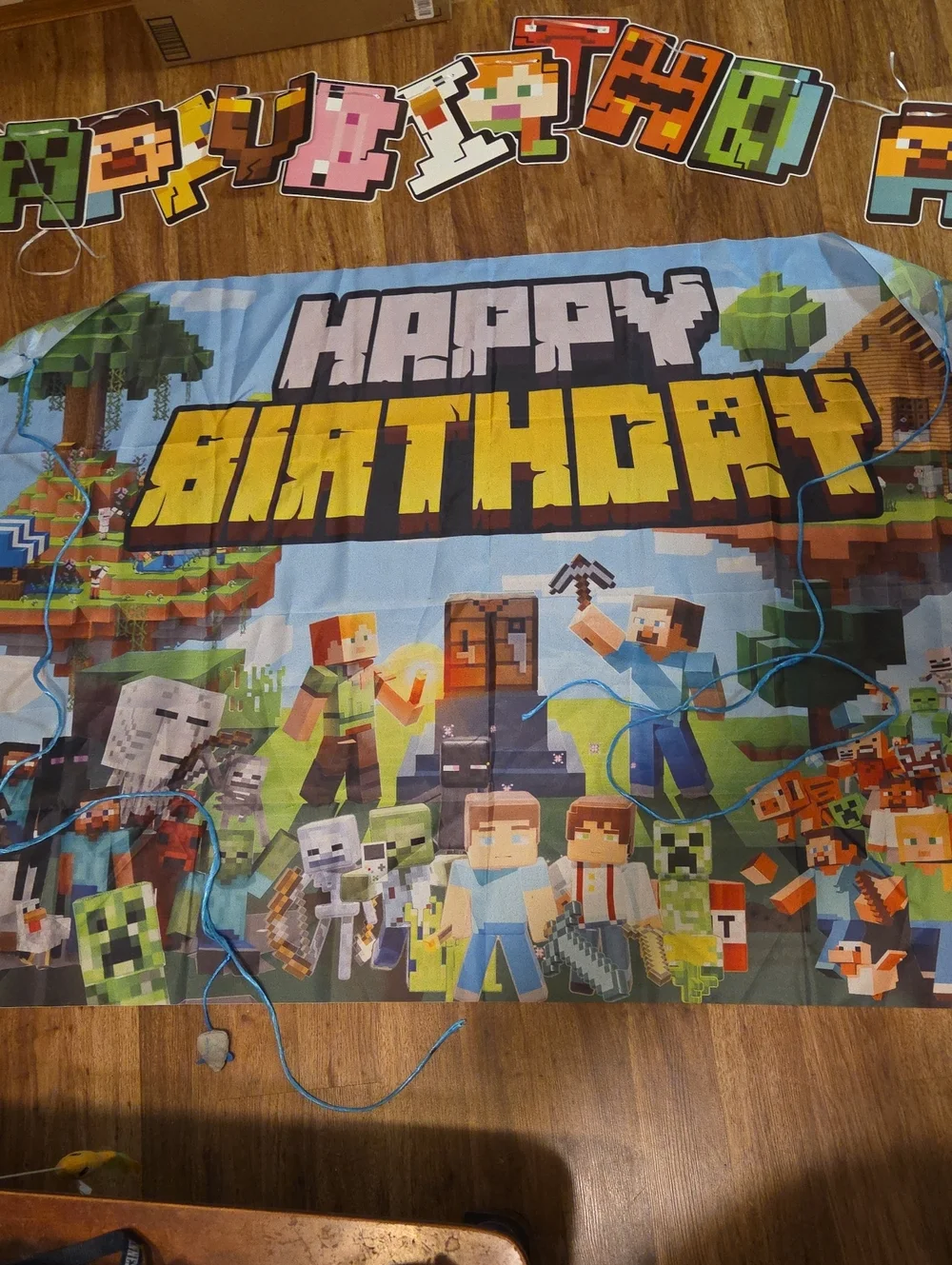 Minecraft Birthday Party Supplies. Gently Used. Banner And Cupcake Tower